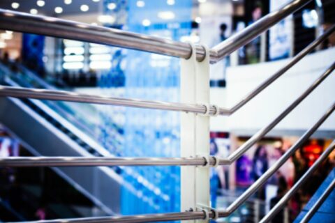 Stainless steel railing in shopping place